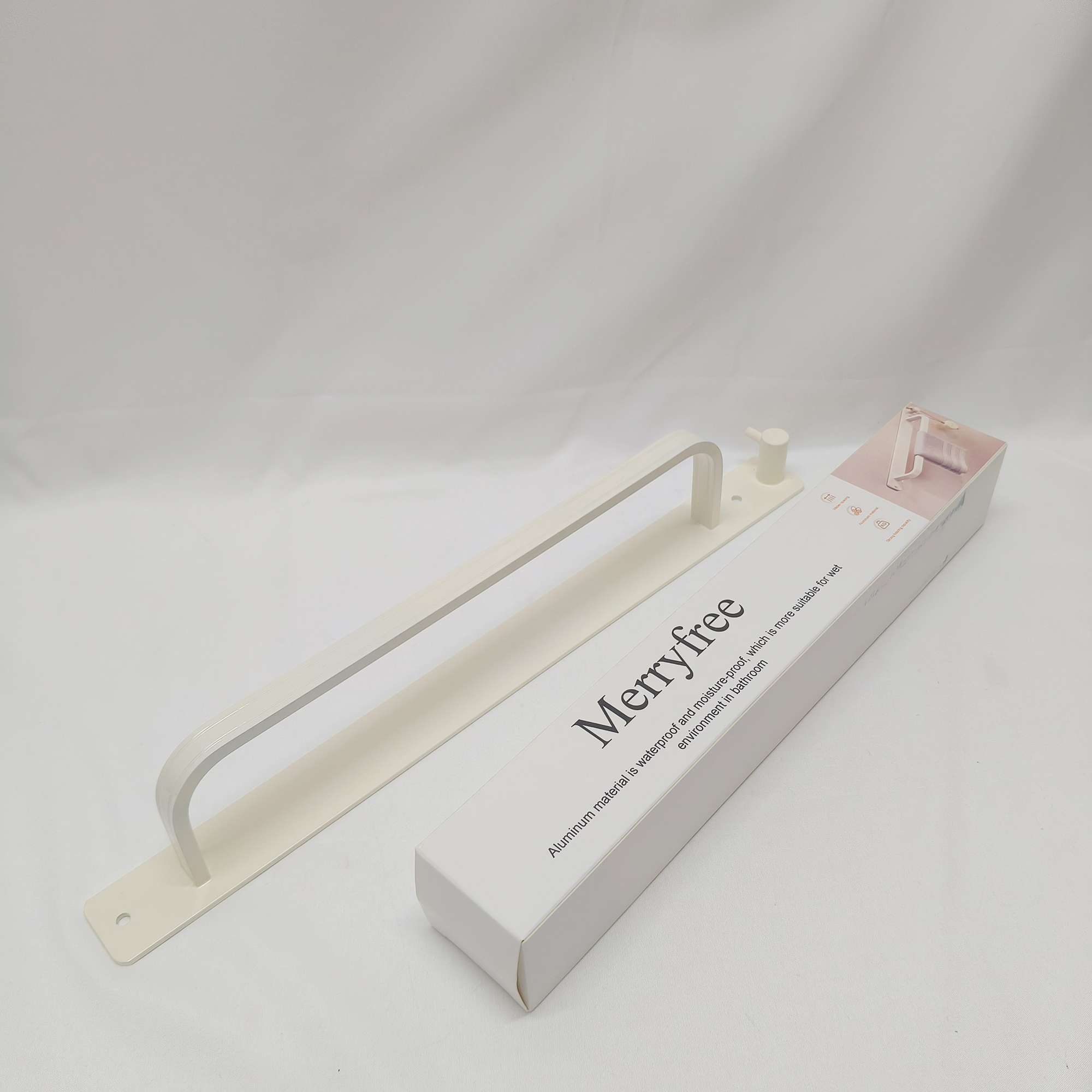 Merryfree-Towel racksSelf Adhesive Bathroom Towel Holder with Towel Hooks, Stainless Steel Bathroom Hardware Accessory Kit, No Drilling. - Image 4