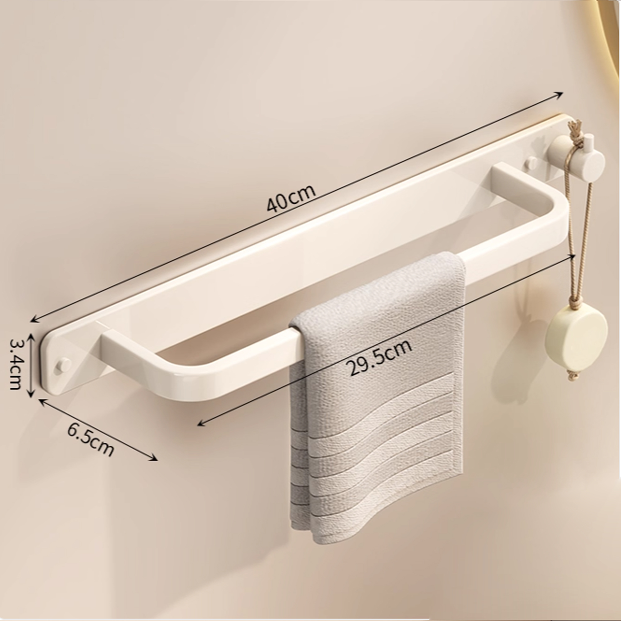 Merryfree-Towel racksSelf Adhesive Bathroom Towel Holder with Towel Hooks, Stainless Steel Bathroom Hardware Accessory Kit, No Drilling. - Image 2